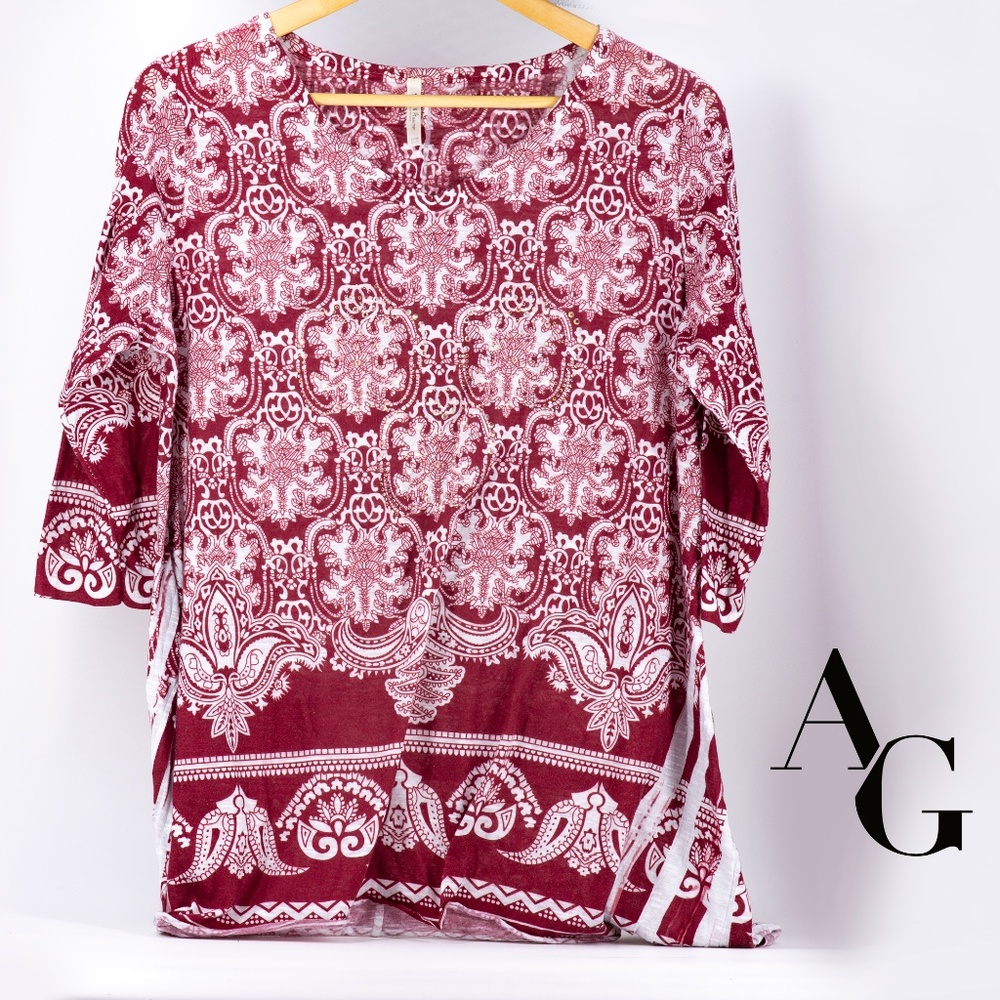 Maroon Womens Side Slitted Indian Tunic